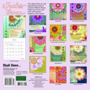 A Fearless Woman 2020 7 x 7 Inch Monthly Mini Wall Calendar by Brush Dance, Floral Artwork Flowers