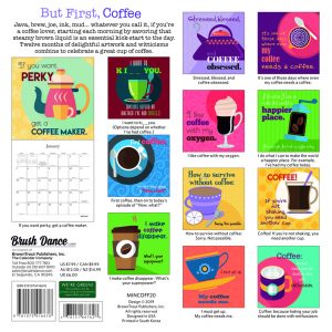 But First Coffee 2020 7 x 7 Inch Monthly Mini Wall Calendar by Brush Dance, Drink Beverage Shop Café Beans