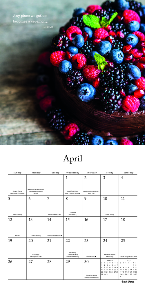 Mindful Eating 2020 7 x 7 Inch Monthly Mini Wall Calendar by Brush Dance, Images Photography Kitchen Food