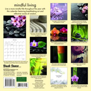 Mindful Living 2020 7 x 7 Inch Monthly Mini Wall Calendar by Brush Dance, Art Quotes Photography Inspiration