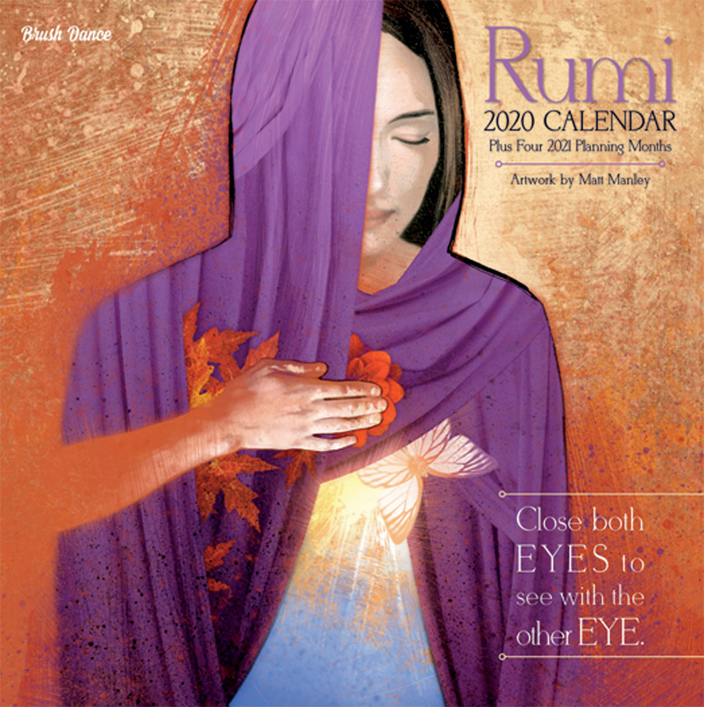 Poetry of Rumi 2020 7 x 7 Inch Monthly Mini Wall Calendar by Brush Dance, Art Poems Poet