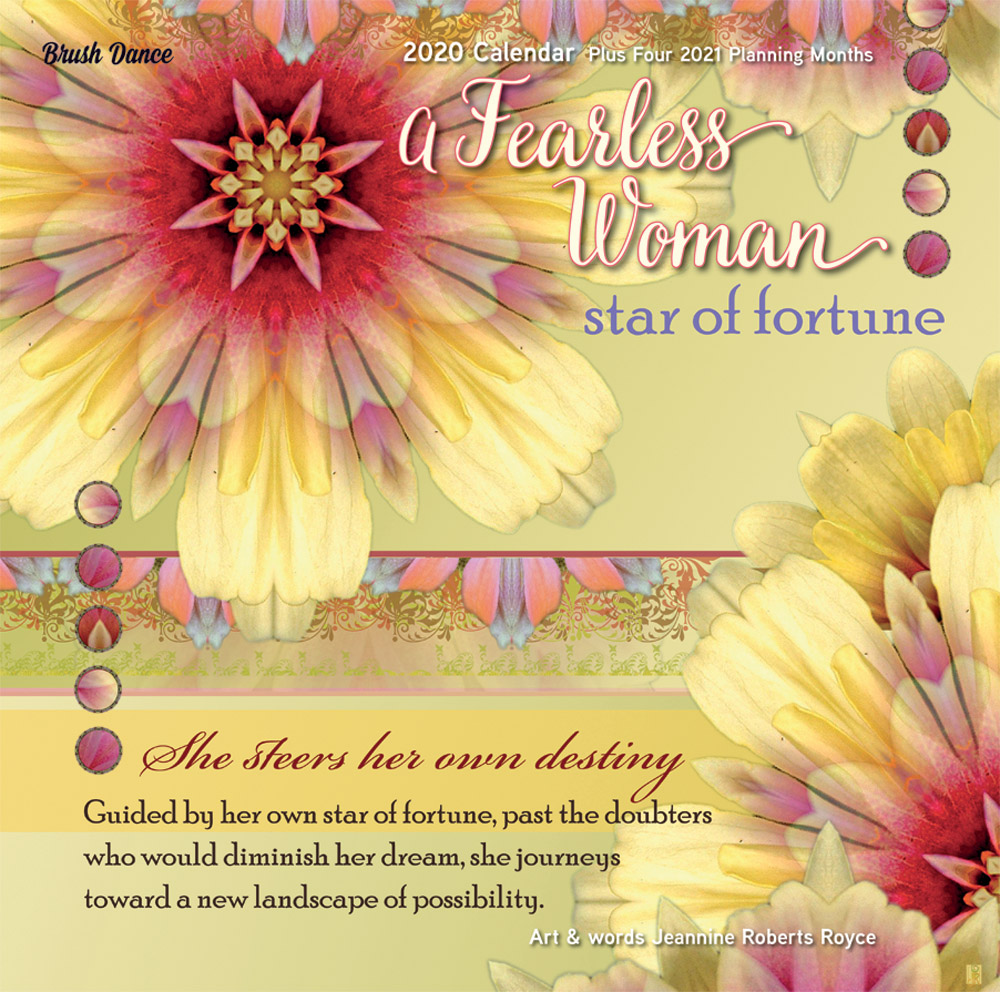 A Fearless Woman 2020 12 x 12 Inch Monthly Square Wall Calendar by Brush Dance, Floral Artwork Flowers
