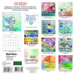 Live Boldly 2020 12 x 12 Inch Monthly Square Wall Calendar by Brush Dance, Artwork Art Calligraphy