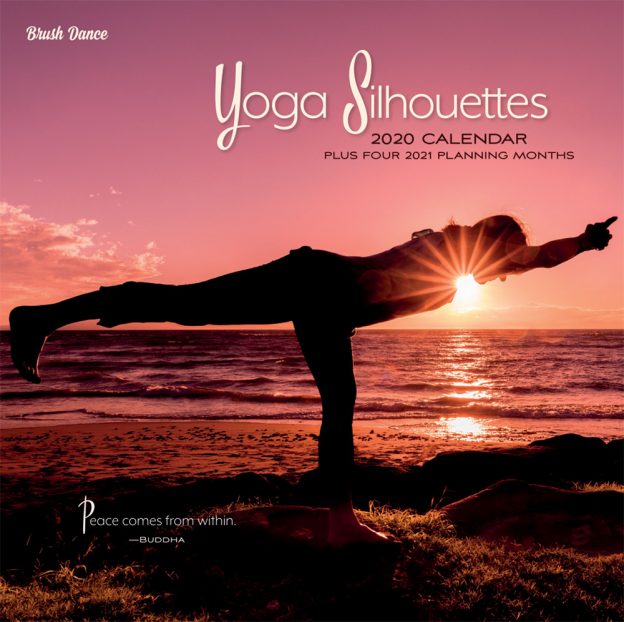 Yoga Silhouettes 2020 12 x 12 Inch Monthly Square Wall Calendar by Brush Dance, Inspiration Meditation Namaste