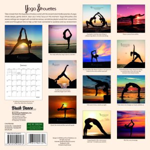 Yoga Silhouettes 2020 12 x 12 Inch Monthly Square Wall Calendar by Brush Dance, Inspiration Meditation Namaste