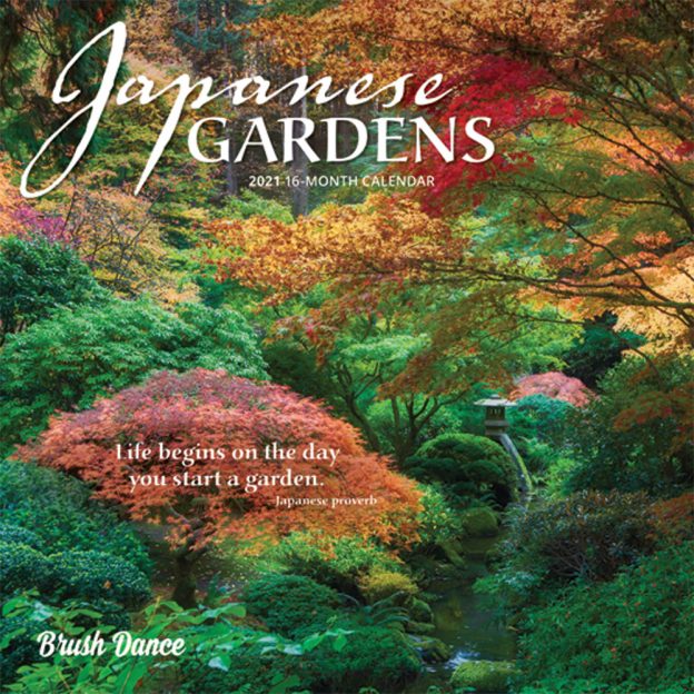 Japanese Gardens 2021 7 x 7 Inch Monthly Mini Wall Calendar by Brush Dance, Gardening Outdoor Home Country Nature