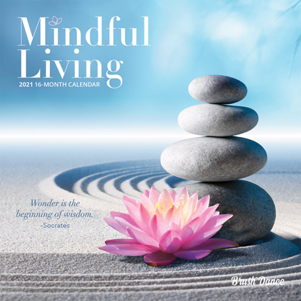 Mindful Living 2021 7 x 7 Inch Monthly Mini Wall Calendar by Brush Dance, Art Quotes Photography Inspiration