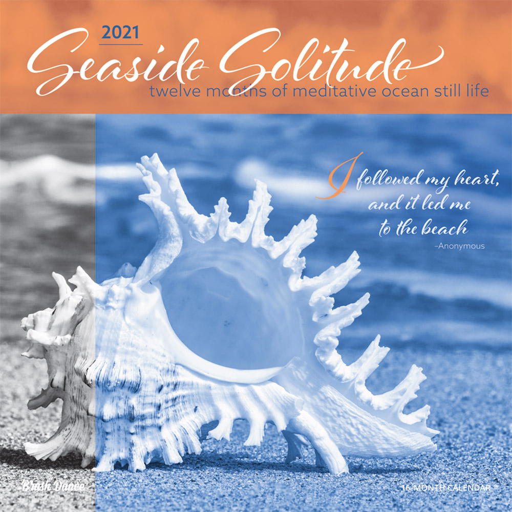 Seaside Solitude 2021 12 x 12 Inch Monthly Square Wall Calendar by Brush Dance, Nature Inspiration Seashore