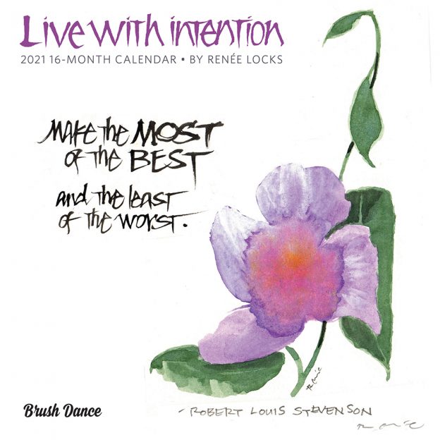 Live with Intention 2021 7 x 7 Inch Monthly Mini Wall Calendar by Brush Dance, Art Paintings Inspiration Motivation