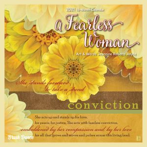 A Fearless Woman 2021 7 x 7 Inch Monthly Mini Wall Calendar by Brush Dance, Floral Artwork Flowers