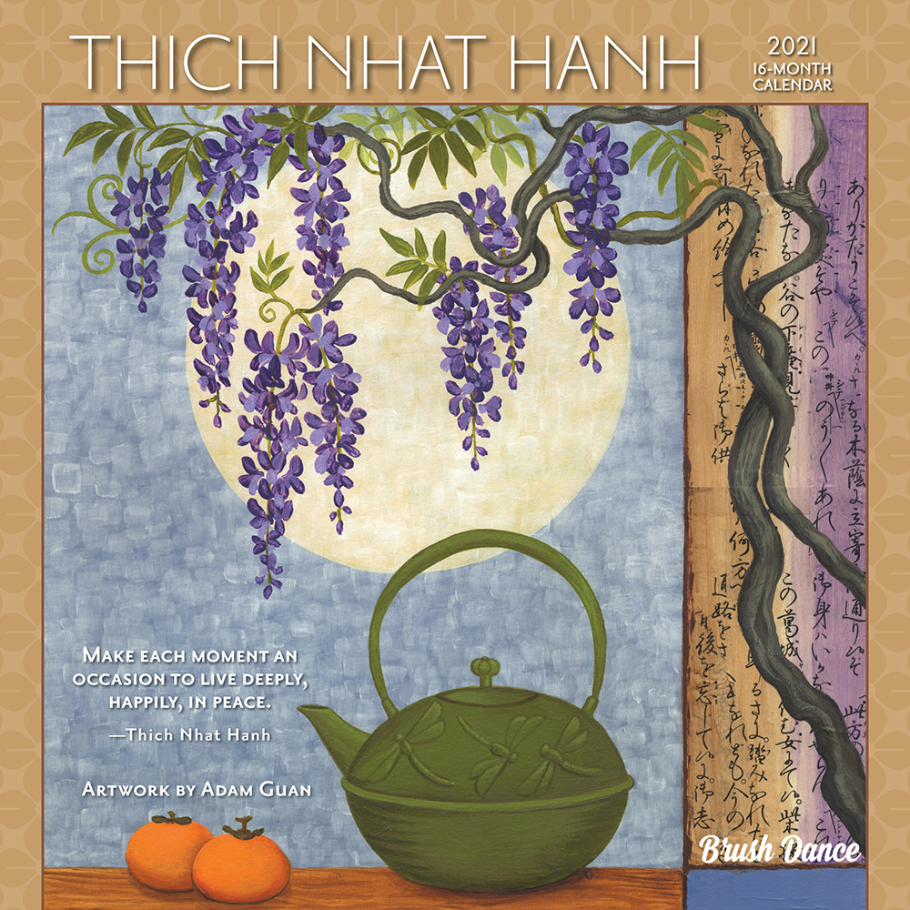 Thich Nhat Hanh 2021 7 x 7 Inch Monthly Mini Wall Calendar by Brush Dance, Zen Peace Spiritual Leader