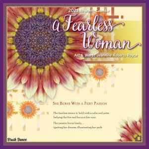 A Fearless Woman 2021 12 x 12 Inch Monthly Square Wall Calendar by Brush Dance, Floral Artwork Flowers