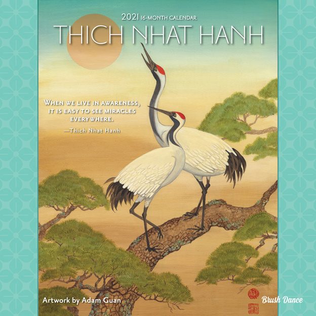 Thich Nhat Hanh 2021 12 x 12 Inch Monthly Square Wall Calendar by Brush Dance, Zen Peace Spiritual Leader