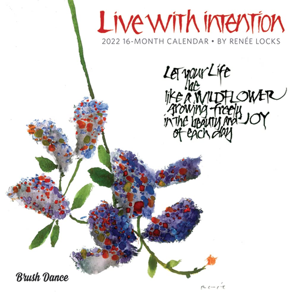 Live with Intention 2022 7 x 7 Inch Monthly Mini Wall Calendar by Brush Dance, Art Paintings Inspiration Motivation