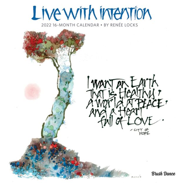 Live with Intention 2022 12 x 12 Inch Monthly Square Wall Calendar by Brush Dance, Art Paintings Inspiration Motivation