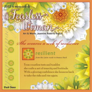 A Fearless Woman 2022 12 x 12 Inch Monthly Square Wall Calendar by Brush Dance, Floral Artwork Flowers