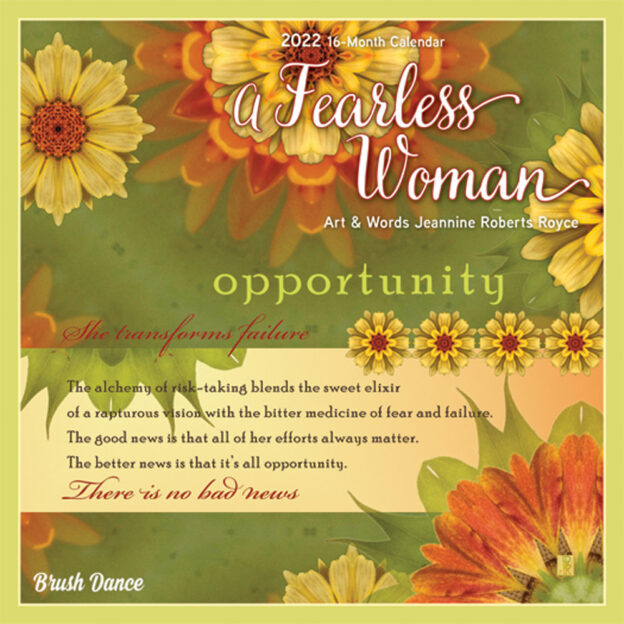A Fearless Woman 2022 7 x 7 Inch Monthly Mini Wall Calendar by Brush Dance, Floral Artwork Flowers