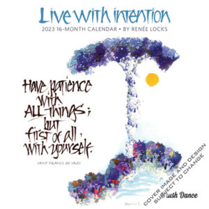 Live with Intention | 2023 7 x 14 Inch Monthly Mini Wall Calendar | Brush Dance | Art Paintings Inspiration Motivation