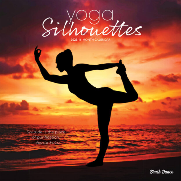 Yoga Silhouettes | 2023 12 x 24 Inch Monthly Square Wall Calendar | Brush Dance | Inspiration Meditation Namaste