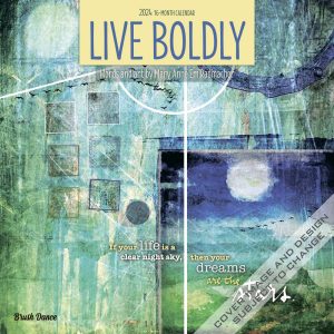 Live Boldly | 2024 12 x 24 Inch Monthly Square Wall Calendar | Brush Dance | Artwork Calligraphy