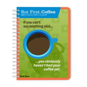 But First Coffee | 2024 6.9 x 9.8 Inch Weekly Karma Planner | Thicker and Bigger than Average Planner | Brush Dance | Drink Beverage Shop Café Beans