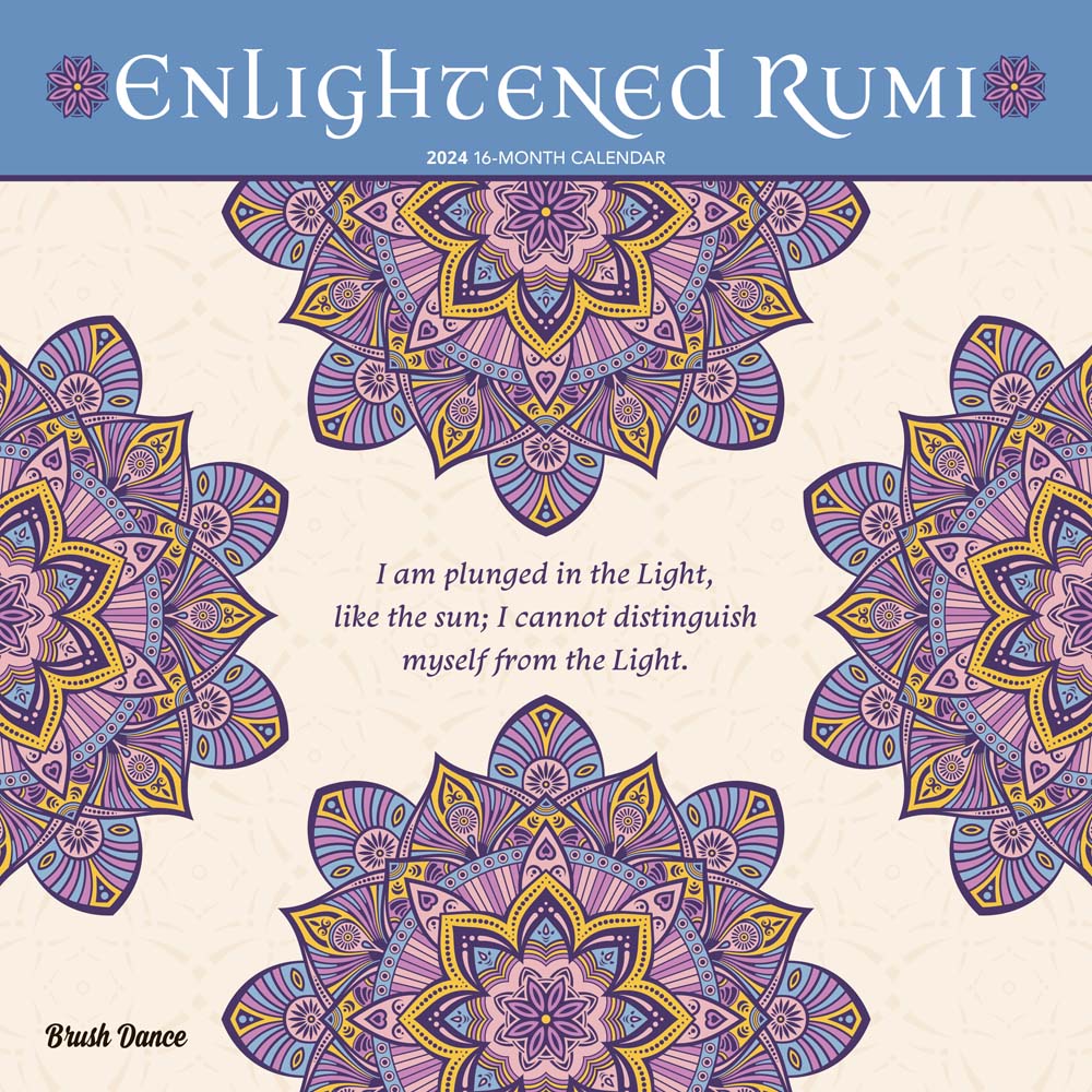 Enlightened Rumi | 2024 12 x 24 Inch Monthly Square Wall Calendar | Brush Dance | Traditional Art Poetry