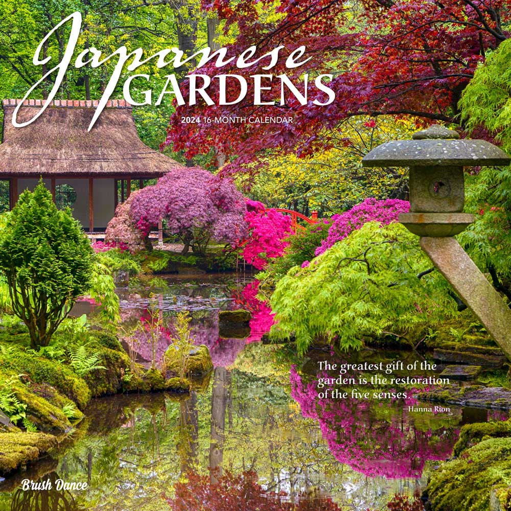 Japanese Gardens | 2024 12 x 24 Inch Monthly Square Wall Calendar | Brush Dance | Gardening Outdoor Home Country Nature