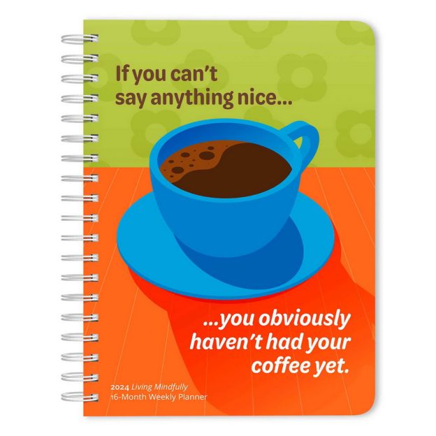 But First Coffee | 2024 6.9 x 9.8 Inch Weekly Karma Planner | Thicker and Bigger than Average Planner | Brush Dance | Drink Beverage Shop Café Beans