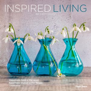 Inspired Living | 2025 12 x 24 Inch Monthly Square Wall Calendar | Plastic-Free | Brush Dance | Photography Quotes Inspiration