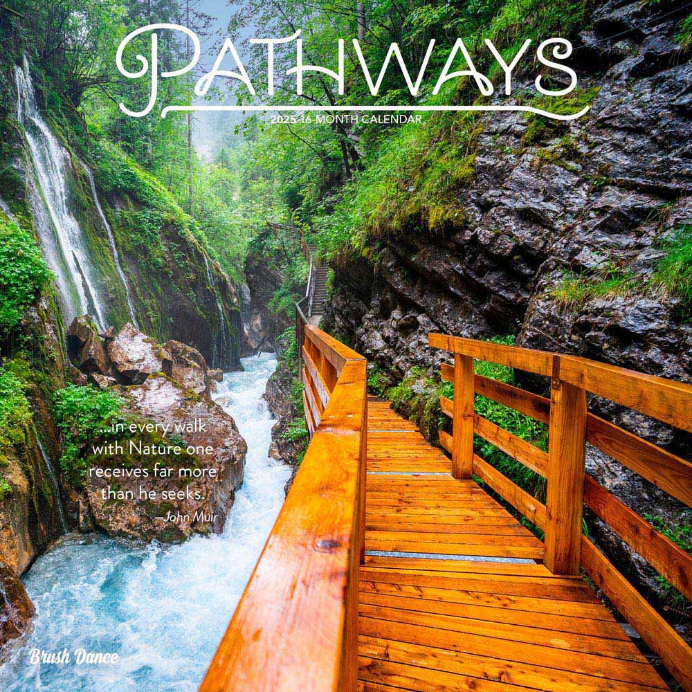 Pathways | 2025 12 x 24 Inch Monthly Square Wall Calendar | Plastic-Free | Brush Dance | Photography Journey Scenic Nature