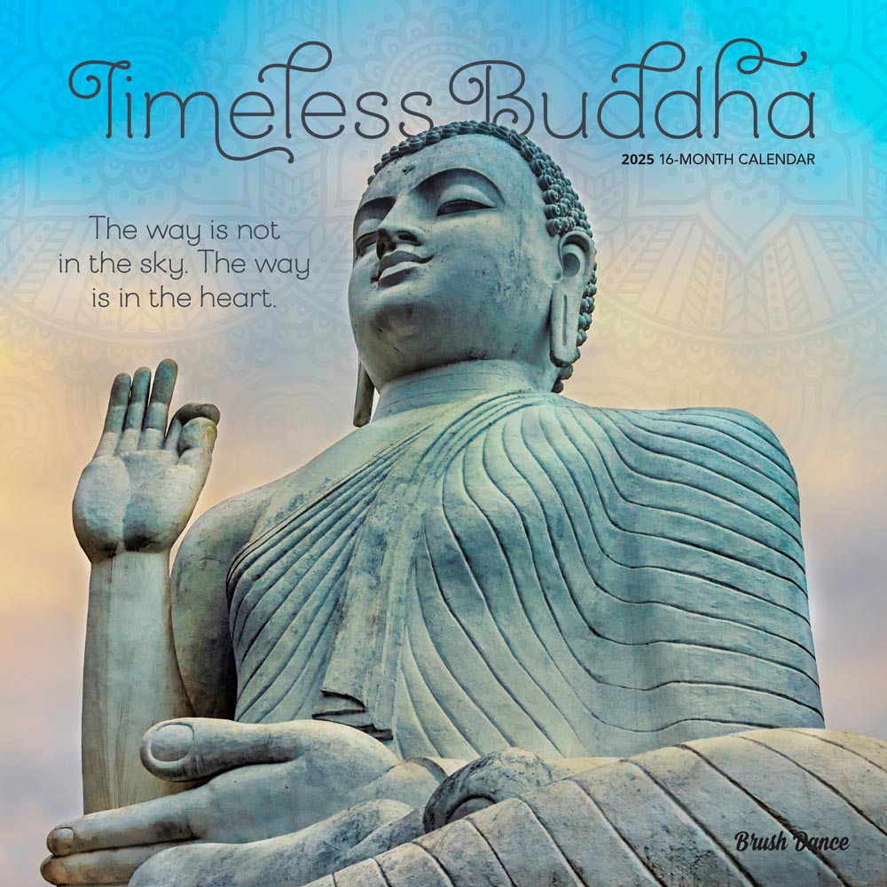 Timeless Buddha | 2025 12 x 24 Inch Monthly Square Wall Calendar | Plastic-Free | Brush Dance | Inspiration Thailand Peace