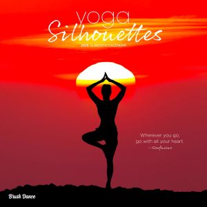 Yoga Silhouettes | 2025 12 x 24 Inch Monthly Square Wall Calendar | Plastic-Free | Brush Dance | Inspiration Meditation Namaste