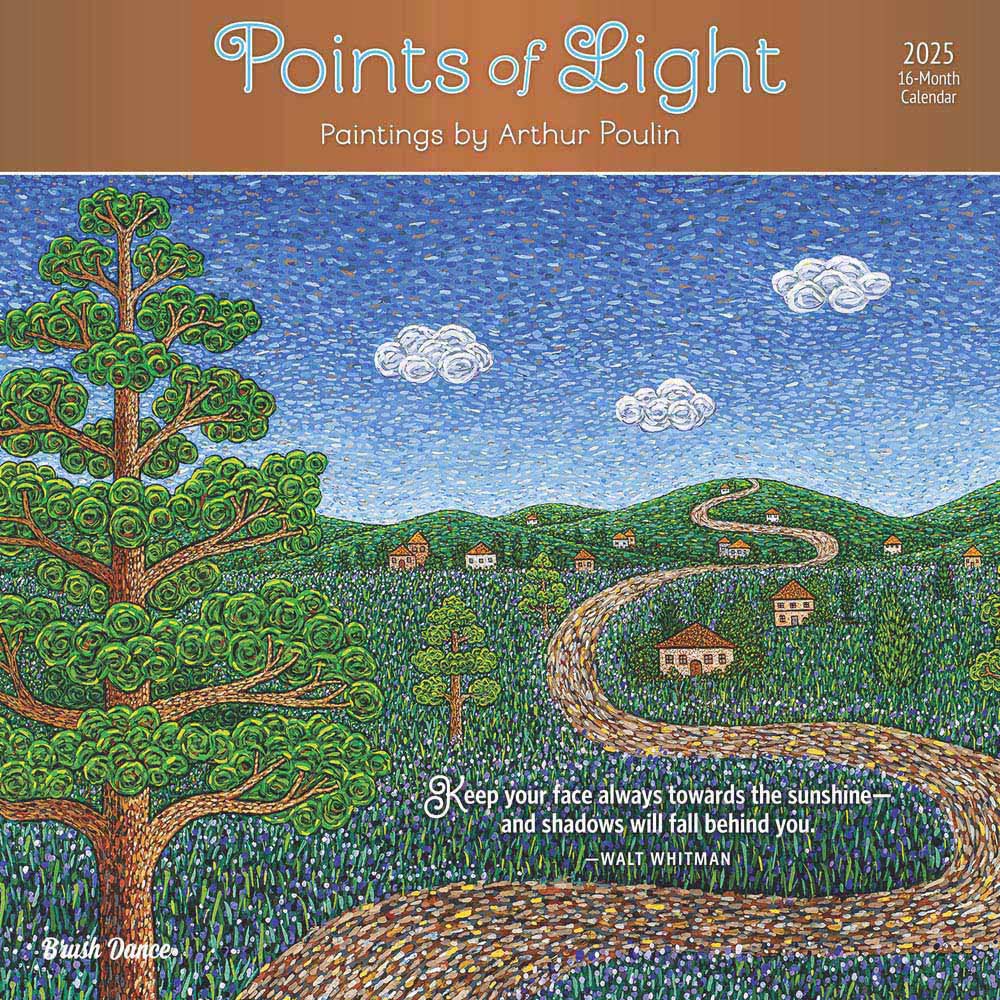 Points of Light | 2025 12 x 24 Inch Monthly Square Wall Calendar | Featuring the Artwork of Arthur Poulin | Plastic-Free | Brush Dance | Paintings Impressionism